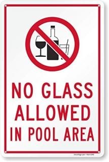 SmartSign No Glass Allowed In Pool Sign  10 x 15 Plastic