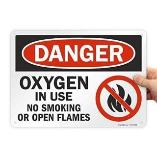 SmartSign Danger - Oxygen In Use No Smoking Or Open Flames Sign  10 x 14 Plastic