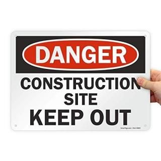 SmartSign - U9-1365-NP_10x14 Danger - Construction Site Keep Out Sign  10 x 14 P