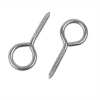 12Pcs Heavy Duty Stainless Steel Screw Eyes Pins Hanging Hooks Threaded Hardware