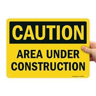 SmartSign - U9-1377-NP_10x14 Caution - Area Under Construction Sign  10 x 14 Pla