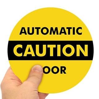 SmartSign - L-245-W2-6OD Caution - Automatic Door Two-Sided Glass Door Decal  6 
