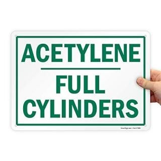 SmartSign Acetylene Full Cylinders Sign  10 x 14 Plastic