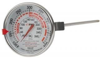Winco 7.6cm Dial Deep Fry/Candy Thermometer with 30cm Probe