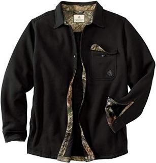 Legendary Whitetails mens Big Woods Fleece Shirt Jacket Black/Mossy Oak Country 