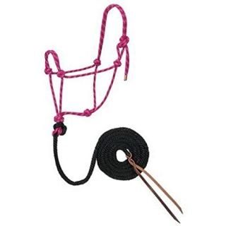 Raspberry/Black/White - Weaver Leather Diamond Braid Rope Halter and Lead