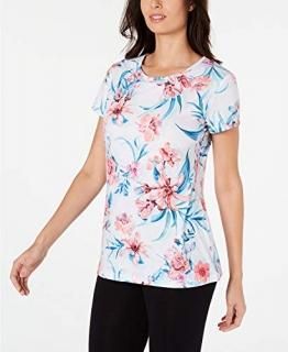 Ideology Womens Floral Fitness T-Shirt White S