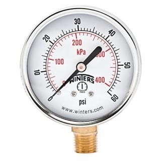Winters PEM Series Steel Dual Scale Economical All Purpose Pressure Gauge with B