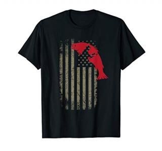 American Flag Fishing Shirt Distress USA Flag Bass Fisherman T-Shirt
