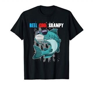Reel Cool Grampy Fish In Face Mask Snglases USA Flag Fishing T-Shirt