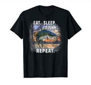 Eat Sleep Fish Repeat Bass Fishing T-Shirt Funny Gifts