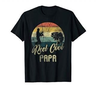 Mens Funny Vintage Reel Cool Papa Fish Fishing Father's Day T-Shirt