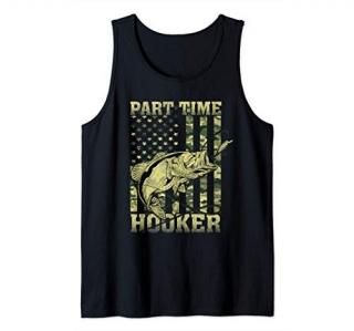 Part Time Hooker Funny Fishing Camouflage Flag Fishermen Tank Top