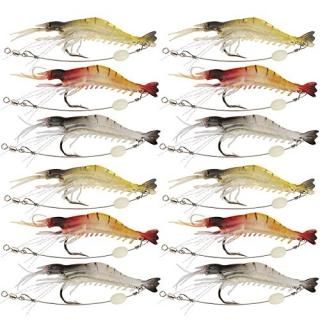 3.54in/0.21oz 12Piece - Shelure Soft Lures Shrimp Bait Set Freshwater/ Saltwater