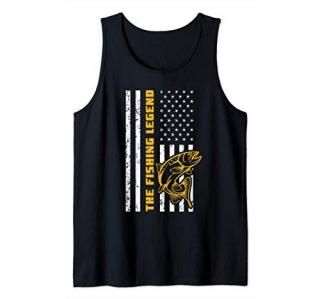 The Fishing Legend Fish American Flag Fathers Day Fishing Tank Top