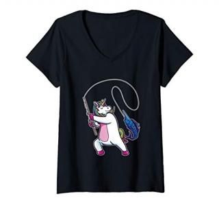 Womens Unicorn Gifts For Girls Magical Fishing Lover Shirt Women V-Neck T-Shirt