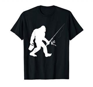 Bigfoot Fishing T Shirt Sasquatch Fishermen Gift