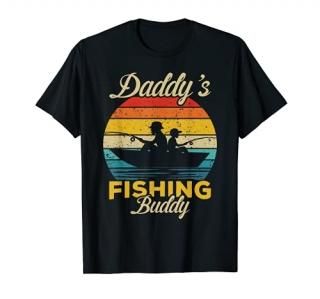 Daddy's Fishing Buddy funny retro dad son gift for fisherman T-Shirt