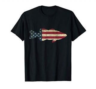 Bass Fishing American Flag Vintage Patriotic Fisherman Gift T-Shirt