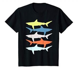 Kids Shark Vintage Fish Summer Fishing Fisherman Gift Beach Surf T-Shirt