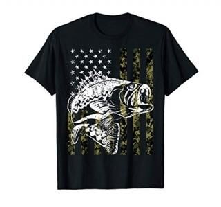 Fishing Tshirt Camouflage USA Flag for Bass Fisherman Gifts T-Shirt