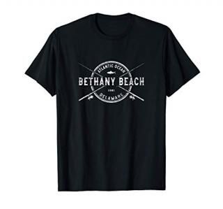 Bethany Beach DE Vintage Crossed Fishing Rods T-Shirt