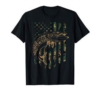 Pike Fishing American Usa Flag Camouflage Musky Fish Camo T-Shirt