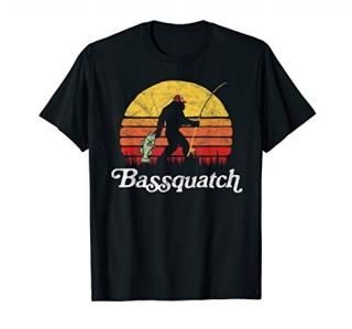 Bassquatch! Funny Bigfoot Fishing Outdoor Retro T-Shirt