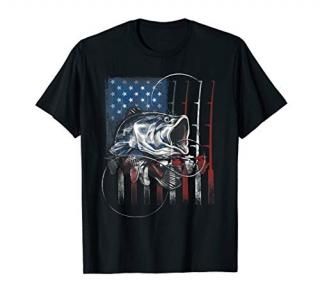 Fishing American Flag Vintage Tshirt USA Bass Fisherman Gift