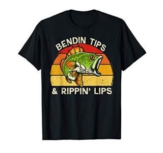 Bendin Tips Rippin Lips Vintage Bass Fishing Gifts for Men T-Shirt