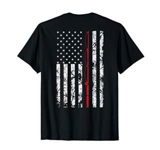 Fishing Pole American Flag gift for Fisherman T-Shirt