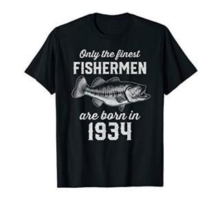Gift for 86 Year Old Fishing Fisherman 1934 86th Birthday T-Shirt
