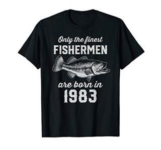 Gift for 37 Year Old Fishing Fisherman 1983 37th Birthday T-Shirt