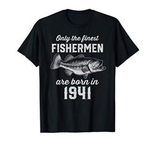 Gift for 80 Year Old Fishing Fisherman 1941 80th Birthday T-Shirt