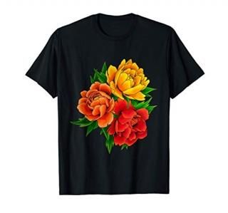 Peonies Flower Bunch Blooming Peony Colorful Flowers T-Shirt
