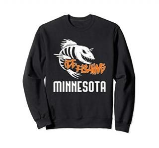 Ice Fishing Minnesota Fish Skeleton Sweatshirt