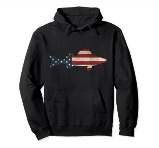 Walleye Fishing American Flag Vintage Patriotic Fisherman Pullover Hoodie