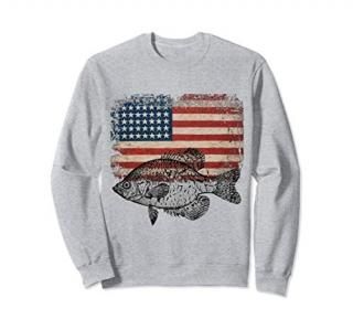 Crappie Fishing Retro American flag USA Fisherman Lake Gift Sweatshirt