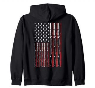 Fishing Rod American Flag Funny Vintage Fishing Zip Hoodie