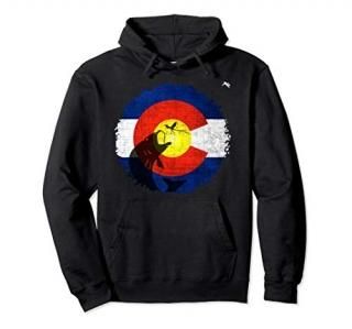 Colorado Flag Hoodie with Fly Fishing Design