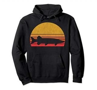 Musky Fishing Retro Muskie Fish Silhouette - Fisherman Gift Pullover Hoodie
