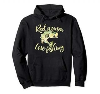 Reel Women Love fishing pullover hoodie bass fishing angler