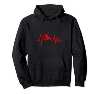 Funny Fishing Heartbeat Hoodie Cool Fisherman Fish Gift