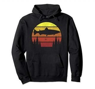 Salmon Fishing Retro Treeline King Salmon Fisherman Gift Pullover Hoodie