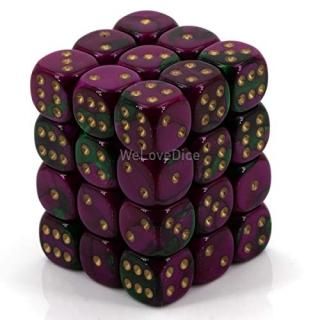 Green-Purple/Gold Gemini 12mm d6 36 by Chessex Dice