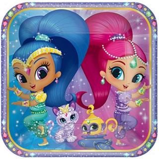 23cm  - American Greetings Shimmer & Shine Square Plate 8 Count 23cm