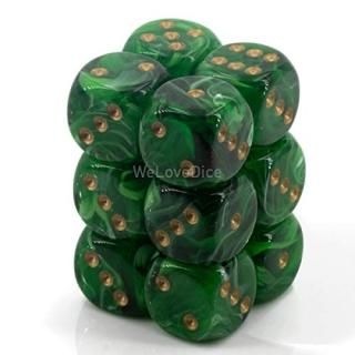 ChessexChessex Dice d6 Sets Vortex Green with Gold 16mm Six Sided Die Block of D