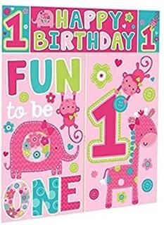 Amscan 670384 One Wild Girl Scene Setters Wall Decorating Kit Birthday 5 ct