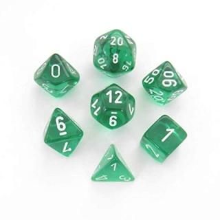 Chessex 7-Die Set Translucent Green and White - Revised