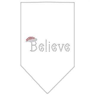 Mirage Pet Products 67-25-01 LGWT Believe Rhinestone Bandana White Large